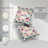Custom Name Bright Butterflies with Color Splash Effect Seamless Square Filled Cushion Throw Pillow Sofa Bed Home Decor Zip Washable UK Made