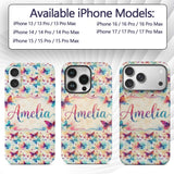 Bright Watercolor Butterflies with Color Splash Custom Name Protective Phone Case Mobile Cover Durable Everyday Smartphone Shock Resistant
