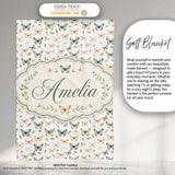 Soft Neutral Butterflies with Leaves Minimal Seamless Pattern Lovely  Personalised Custom Name Super Soft Fleece Blanket Bed Sofa Throw