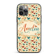 Vintage Style Butterflies in Warm Tones Seamless Custom Name Protective Phone Case Mobile Cover Durable Everyday Smartphone Shock Resistant