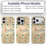 Vintage Style Butterflies in Warm Tones Seamless Custom Name Protective Phone Case Mobile Cover Durable Everyday Smartphone Shock Resistant