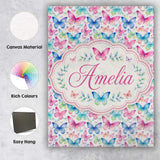 Personalised Name Pastel Gradient Butterflies Custom Unique Gift Idea Modern Room Accent Canvas Wall Art Print Decor Picture Ready to Hang