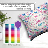 Custom Name Pastel Gradient Butterflies in Soft Pink and Pattern Square Filled Cushion Throw Pillow Sofa Bed Home Decor Zip Washable UK Made