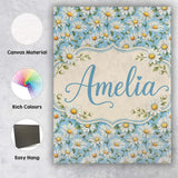 Personalised Name Classic White Daisies on Custom  Unique Gift Idea Elegant Feature Canvas Wall Art Print Decor Picture Ready to Hang