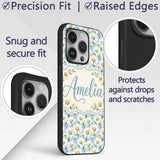 Soft Blue Background White Daisy Floral Seamless Custom Name Protective Phone Case Mobile Cover Durable Everyday Smartphone Shock Resistant