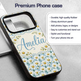 Soft Blue Background White Daisy Floral Seamless Custom Name Protective Phone Case Mobile Cover Durable Everyday Smartphone Shock Resistant