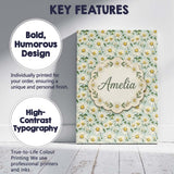 Personalised Name Green Background White Custom  Unique Gift Idea Elegant Feature Canvas Wall Art Print Decor Picture Ready to Hang