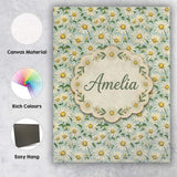 Personalised Name Green Background White Custom  Unique Gift Idea Elegant Feature Canvas Wall Art Print Decor Picture Ready to Hang