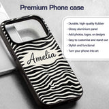 Organic Terrazzo Shapes Black Printed Design Custom Name Protective Phone Case Mobile Cover Durable Everyday Smartphone Shock Resistant
