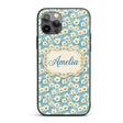 Light Blue Watercolor Daisy Scatter Seamless Custom Name Protective Phone Case Mobile Cover Durable Everyday Smartphone Shock Resistant