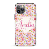 Pastel Pink and Yellow Daisy Floral Seamless Custom Name Protective Phone Case Mobile Cover Durable Everyday Smartphone Shock Resistant