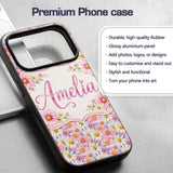 Pastel Pink and Yellow Daisy Floral Seamless Custom Name Protective Phone Case Mobile Cover Durable Everyday Smartphone Shock Resistant