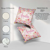 Custom Name Pastel Pink and Yellow Daisy Floral Seamless Pattern Square Filled Cushion Throw Pillow Sofa Bed Home Decor Zip Washable UK Made