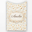 Soft Beige Daisy Floral Botanical Seamless Pattern Cute Unique Gift  Personalised Custom Name Super Soft Fleece Blanket Bed Sofa Throw