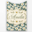 Dark Teal Background White Daisy Floral Seamless Pattern Lovely  Personalised Custom Name Super Soft Fleece Blanket Bed Sofa Throw