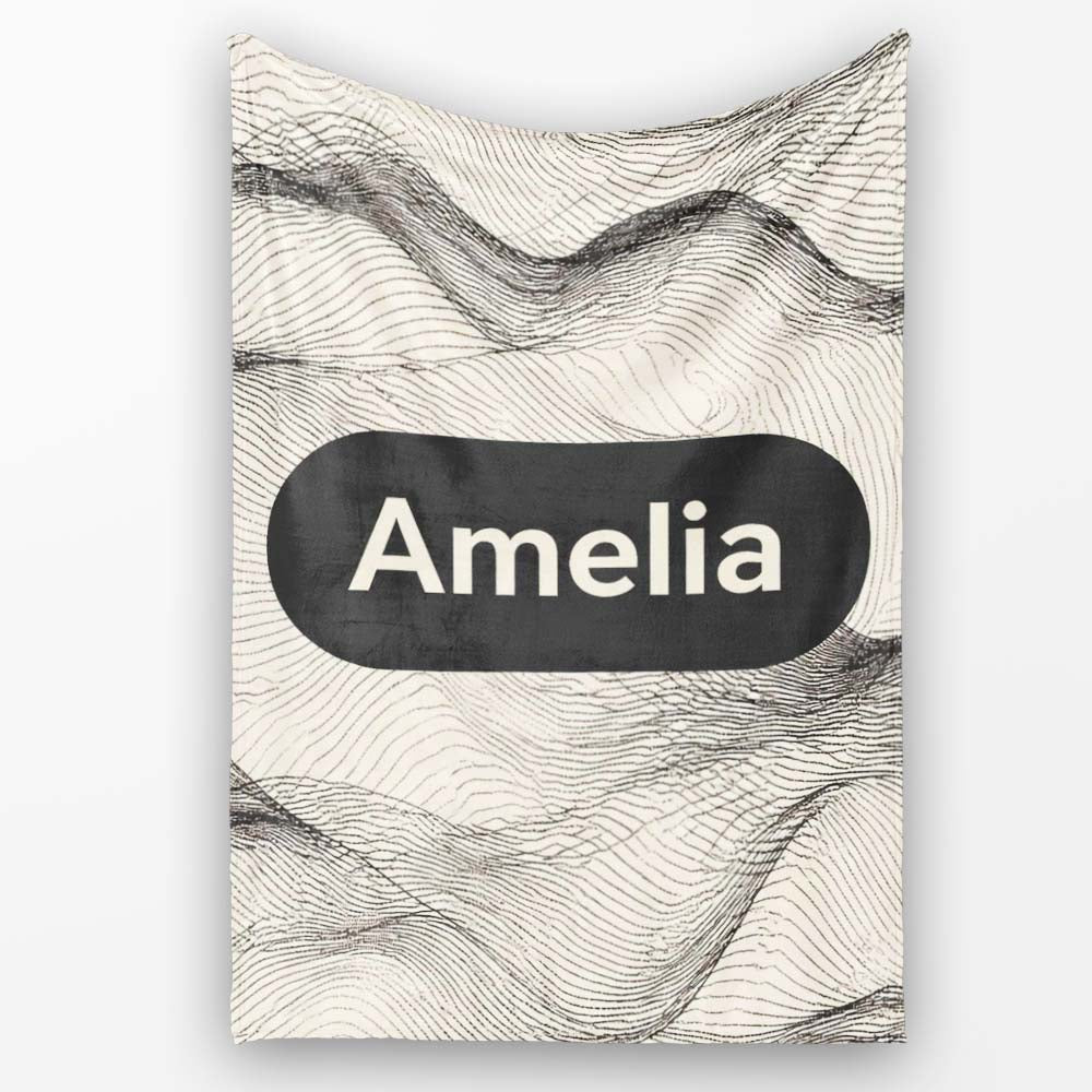 Minimal Botanical Silhouettes Black Cream Leaf Pattern Lovely  Personalised Custom Name Super Soft Fleece Blanket Bed Sofa Throw