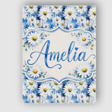 Personalised Name Blue Watercolor Drip Custom  Modern Room Accent Elegant Feature Canvas Wall Art Print Decor Picture Ready to Hang