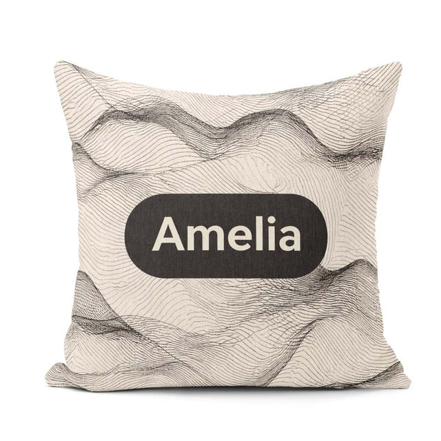 Custom Name Minimal Silhouettes Black Cream Leaf Pattern Lovely Square Filled Cushion Throw Pillow Sofa Bed Home Decor Zip Washable UK Made