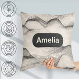 Custom Name Minimal Silhouettes Black Cream Leaf Pattern Lovely Square Filled Cushion Throw Pillow Sofa Bed Home Decor Zip Washable UK Made