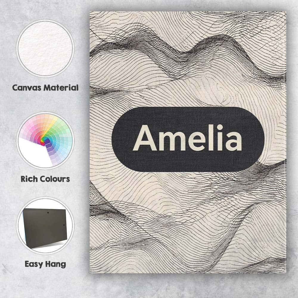 Personalised Name Minimal Botanical Silhouettes Black Cream Leaf Custom  Interior Canvas Wall Art Print Decor Picture Ready to Hang