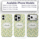 Fresh Green Watercolor Daisy Floral Seamless Custom Name Protective Phone Case Mobile Cover Durable Everyday Smartphone Shock Resistant