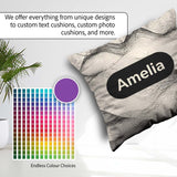 Custom Name Minimal Silhouettes Black Cream Leaf Pattern Lovely Square Filled Cushion Throw Pillow Sofa Bed Home Decor Zip Washable UK Made