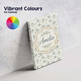 Personalised Name Soft Blue Floral with Custom  Modern Room Accent Elegant Feature Canvas Wall Art Print Decor Picture Ready to Hang