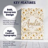Personalised Name Neutral Beige Floral Custom  Modern Room Accent Elegant Feature Canvas Wall Art Print Decor Picture Ready to Hang