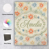 Personalised Name Multicolor Starburst Custom  Modern Room Accent Elegant Feature Canvas Wall Art Print Decor Picture Ready to Hang