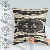 Custom Name Fluid Marble Swirl Black Cream Abstract Flow Pattern Square Filled Cushion Throw Pillow Sofa Bed Home Decor Zip Washable UK Made