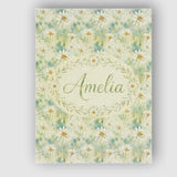 Personalised Name Soft Meadow Green Wildflower Botanical Seamless Stylish Home Interior Canvas Wall Art Print Decor Picture Ready to Hang