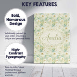 Personalised Name Soft Meadow Green Wildflower Botanical Seamless Stylish Home Interior Canvas Wall Art Print Decor Picture Ready to Hang