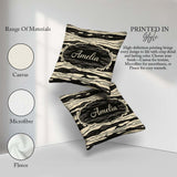 Custom Name Fluid Marble Swirl Black Cream Abstract Flow Pattern Square Filled Cushion Throw Pillow Sofa Bed Home Decor Zip Washable UK Made