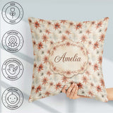 Custom Name Soft Coral Starflower Floral Seamless Pattern Lovely Square Filled Cushion Throw Pillow Sofa Bed Home Decor Zip Washable UK Made