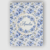 Personalised Name Elegant Blue Botanical Custom  Interior Decorative Contemporary Canvas Wall Art Print Decor Picture Ready to Hang
