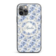 Elegant Blue Botanical Flower Watercolor Seamless Custom Name Protective Phone Case Mobile Cover Durable Everyday Smartphone Shock Resistant