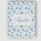 Personalised Name Light Blue Daisy Style Custom  Unique Gift Idea Elegant Feature Canvas Wall Art Print Decor Picture Ready to Hang