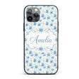 Light Blue Daisy Style Floral Seamless Pattern Custom Name Protective Phone Case Mobile Cover Durable Everyday Smartphone Shock Resistant