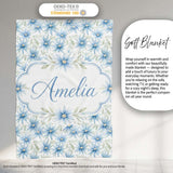 Light Blue Daisy Style Floral Seamless Pattern Thoughtful Gift Idea  Personalised Custom Name Super Soft Fleece Blanket Bed Sofa Throw