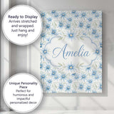 Personalised Name Light Blue Daisy Style Custom  Unique Gift Idea Elegant Feature Canvas Wall Art Print Decor Picture Ready to Hang