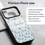 Light Blue Daisy Style Floral Seamless Pattern Custom Name Protective Phone Case Mobile Cover Durable Everyday Smartphone Shock Resistant