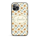 Soft Orange and Blue Floral Watercolor Seamless Custom Name Protective Phone Case Mobile Cover Durable Everyday Smartphone Shock Resistant