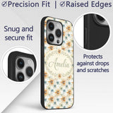 Soft Orange and Blue Floral Watercolor Seamless Custom Name Protective Phone Case Mobile Cover Durable Everyday Smartphone Shock Resistant