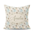 Custom Name Minimal Neutral Botanical Flower Watercolor Seamless Square Filled Cushion Throw Pillow Sofa Bed Home Decor Zip Washable UK Made