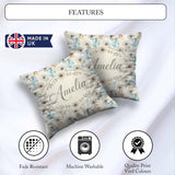 Custom Name Minimal Neutral Botanical Flower Watercolor Seamless Square Filled Cushion Throw Pillow Sofa Bed Home Decor Zip Washable UK Made