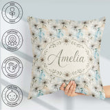 Custom Name Minimal Neutral Botanical Flower Watercolor Seamless Square Filled Cushion Throw Pillow Sofa Bed Home Decor Zip Washable UK Made