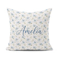 Custom Name Soft Blue Floral with Fine Botanical Detail Seamless Square Filled Cushion Throw Pillow Sofa Bed Home Decor Zip Washable UK Made