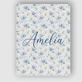 Personalised Name Soft Blue Floral with Custom  Modern Room Accent Elegant Feature Canvas Wall Art Print Decor Picture Ready to Hang