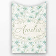 Soft Teal Starflower Watercolor Floral Seamless Pattern Lovely  Personalised Custom Name Super Soft Fleece Blanket Bed Sofa Throw