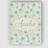 Personalised Name Soft Teal Starflower Custom  Modern Room Accent Elegant Feature Canvas Wall Art Print Decor Picture Ready to Hang